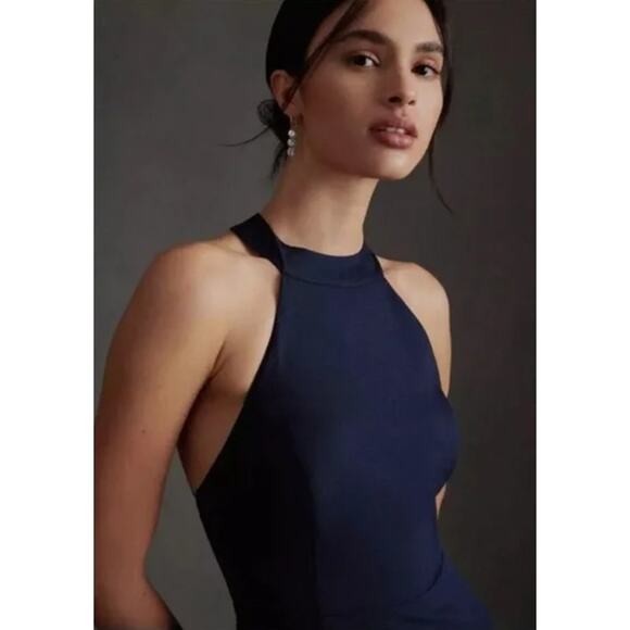 BHLDN Serephina Crepe Halter Maxi Dress – Midnight Navy SZ 6 - Picture 4 of 12